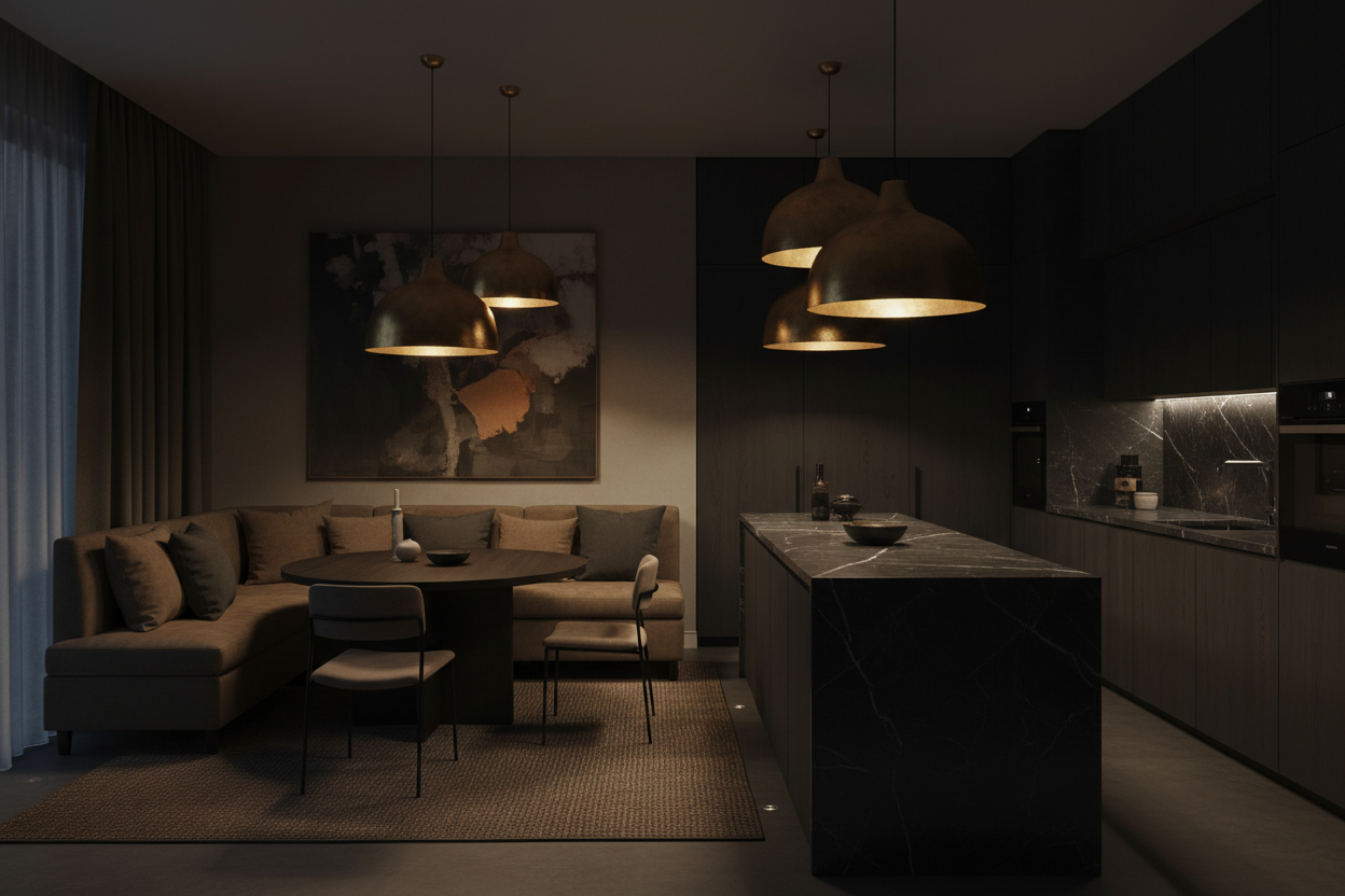 Cuisine nuit sombre harmonieuse